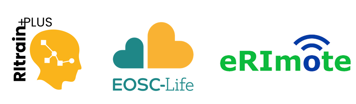 Logos for the event co-organisers: RItrainPlus, EOSC-Life, eRImote